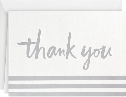 Hallmark Pack of Thank You Cards, Silver Foil (20 Thank You Notes