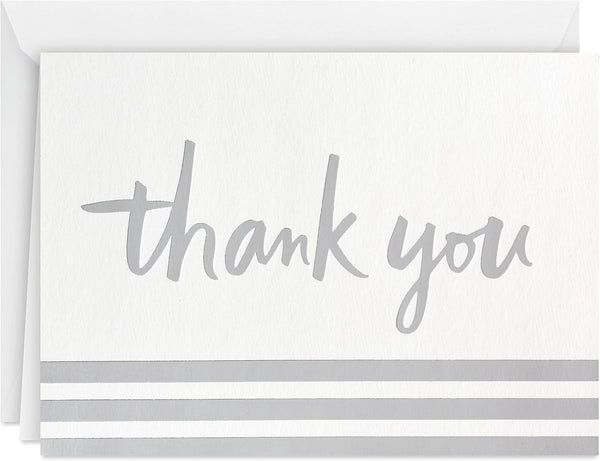 Hallmark Pack of Thank You Cards, Silver Foil (20 Thank You Notes