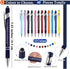 Qilery Employee Appreciation Pens, Black Ink Metal Inspirational Ballpoint with Stylus Tip, 48 Set with Thank You Cards