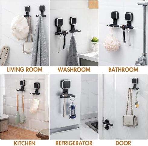 LEVERLOC Suction Razor Holder for Shower, 2 Pack Vacuum Suction Razor Hooks for Bathroom, Removable Waterproof