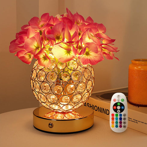 Hydrangea Flower Lamp with Remote, Rechargeable 16 Colors Changing Artificial Flower Table