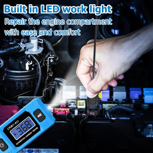 ZMJY 12V/24V Fuse & Relay Tester, Automotive Circuit Fault Probe Tester with High-Precision Current Test & Blue Backlit