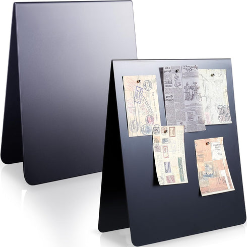 Leinuosen Magnetic Bulletin Board Display Board, 12 x 10 Inch, Dry Erase Memo Board, 2 Pcs Freestanding Metal Easel for
