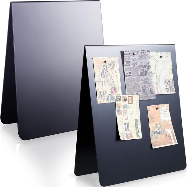 Leinuosen Magnetic Bulletin Board Display Board, 12 x 10 Inch, Dry Erase Memo Board, 2 Pcs Freestanding Metal Easel for