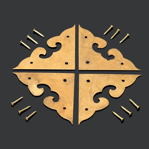 4Pcs 1.77" Album dophee Brass Flat Corners Bracket, Retro Table Corner Cover Protectors for Box Cabinet Desk Book Frame