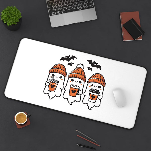 GENERIC Ghost & Coffee Desk Mat - Halloween Office Decor, Cute Haunted Desk,