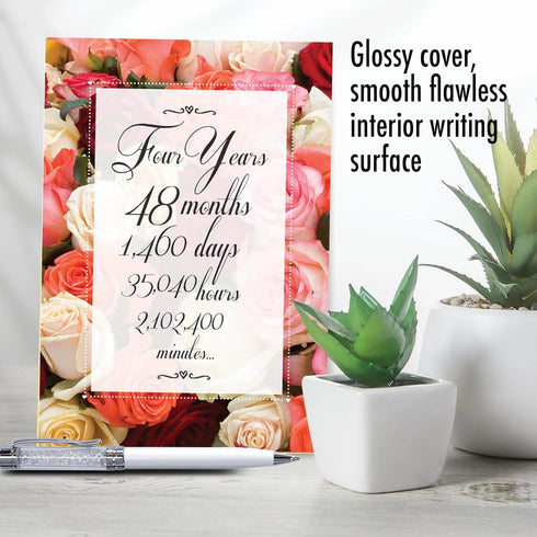 NobleWorks 4th Milestone Anniversary Notecard with Envelope - 4 Years of Marriage, Love Flower for Wife, Husband