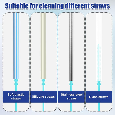 XIHIRCD 2pcs 6mm+8mm Silicone Straw Brushes, Extra Long Straw Cleaner Brush Reusable Hanging Straw Cleaning Brush