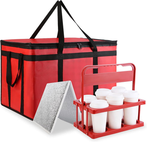 Cooler Insulated Food Delivery Bag & Drink Carrier with Hard Bottom, XXX-Large