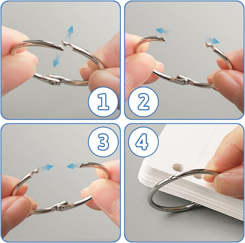 Yamlnke 1 Inch Set (10) Loose Leaf Binder Rings, Key, Flash Cards, Book and Paper Ring, Nickel Plated Metal, Silver