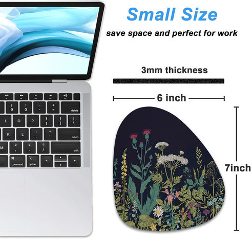 Rimilak Small Mouse Pad 6 x 7 Inch, Irregular Mini Mouse Pad with Non-Slip Rubber Base, Waterproof Compact Mouse Mat for Laptop Computer Wireless Mouse Keyboard Home Office Travel, Midnight Flowers by Rimilak