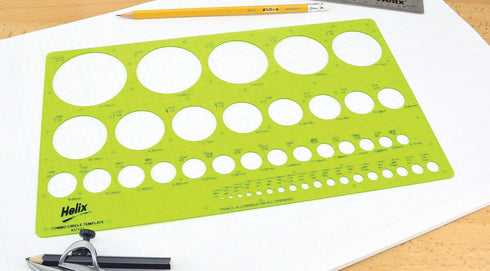 Helix Combo Circle Plastic Drawing Template, Essential Drafting Tool for Artists