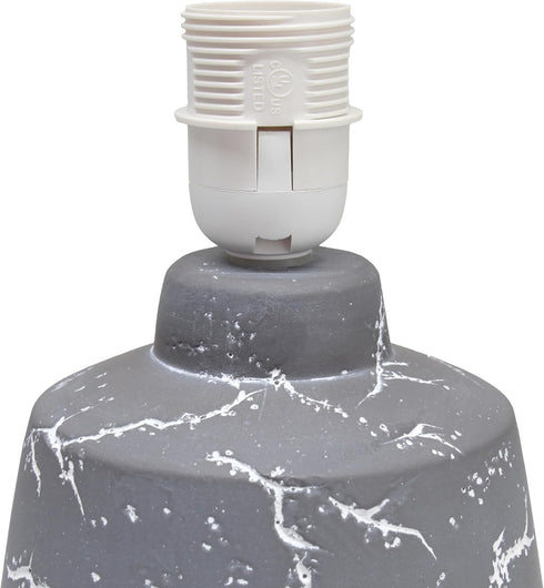 LT1171-GRY 13.78" Simple Designs Chic Glow Marble Inspired Ceramic Table Lamp with Fabric Shade, for Bedroom, Office