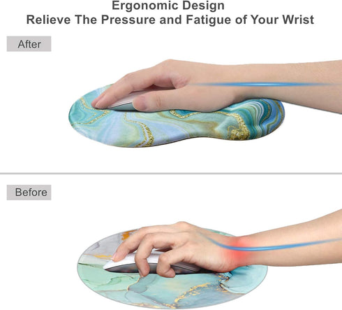 Knocent Ergonomic Designed Mouse Pad with Wrist Rest Hand Support Non Slip Rubber PU Base Wrist Mouse Pads Great