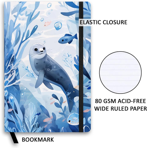 RICCO BELLO Wide Ruled Hardcover Diary Journal for Kids, 5.7 x 8.4 Inches, 192 Pages with Bookmark