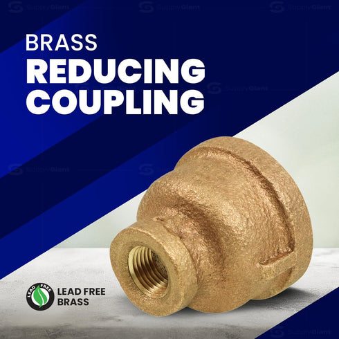 Supply Giant CSSD0340 3/4'' x 1/4' Reducing Coupling with Female National Pipe Taper Threaded Ends, Brass Construction