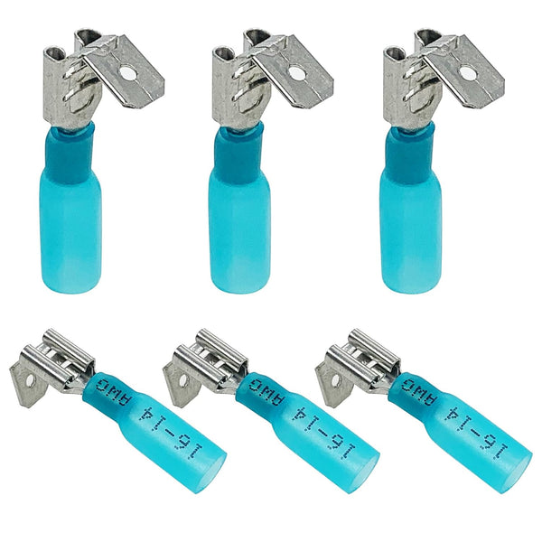 50PCS Heat Shrink Piggyback Spade Connectors, 16-14AWG Electrical Butt Terminals for Marine, Electronics, Automotive