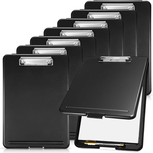 Geyee 8 Pcs Clipboards with Storage, Letter Size Foldable Nursing Clipboard with Pen Holder, Low Profile Clip Board