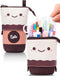 Sooez Kawaii Stand Up Pencil Case, Spacious Telescopic Pouch for School & Office Supplies - Brown Coffee