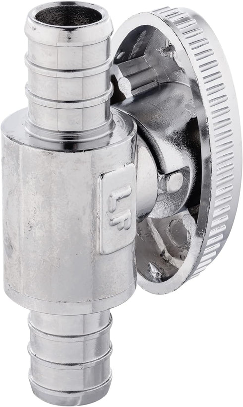 (Pack of 2) EFIELD 1/4 Turn Straight Stop Valve Barb Crimp 1/2" Pex x 1/2" Pex Chrome Plated Brass