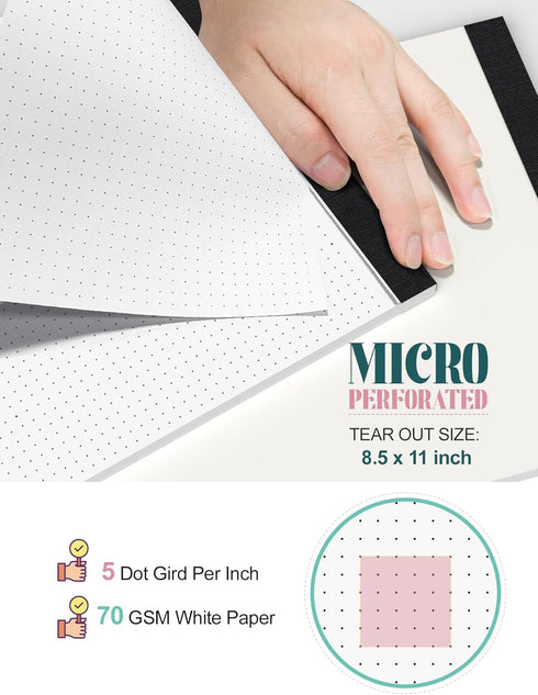 Dot Grid Pads 8.5" x 11", 6 Pack, Dotted Grid Journal Paper, Easy Tear-off Dotted Notebook, 30 Sheets/Pad