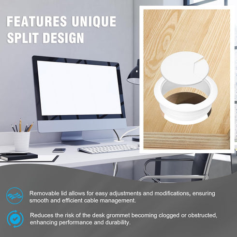 JTemgle 2" Grommet, 2 Spring Desk Plastic Cable Hole Cover Computer Table Cord Wire Organizer Caps Desktop Cord