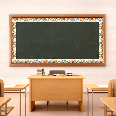 Whaline 32.8ft Woodland Creatures Bulletin Board Borders, Cute Jungle Theme Die-Cut Stripes for School Classroom