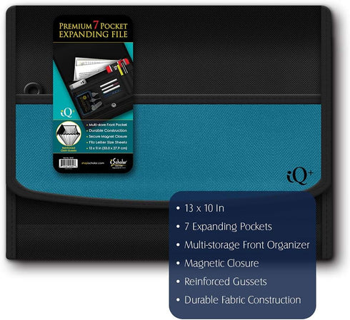 iQ Plus Premium Expanding Folder, 7 Pocket, 13 x 10 Inches, Color Will Vary (34107)