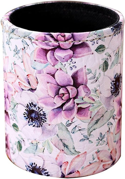 Purple Succulent Design PU Leather Pencil Pen Holder Desk Organizer PH23