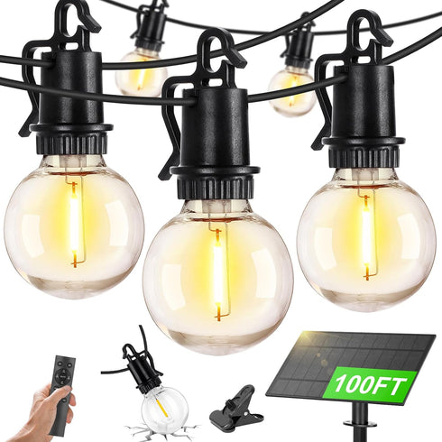 ZJOJO 100FT Solar Lights Outdoor Wateroproof, Solar String Lights with Remote USB