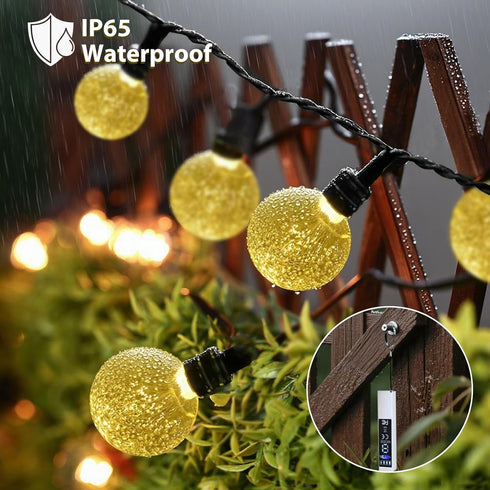 25FT 60 8 SMY Lighting Rechargeable Battery Operated LED Crystal Globe String Lights Outdoor/Indoor, Patio Hanging