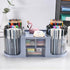 Rotating Desk Organizer with 2 Pen Holders, 10 Slots Pencil Holder + 3 Drawer, Art Supply Storage Box (Blue)