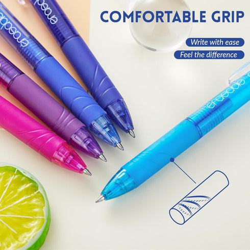 ParKoo 18 Colors Retractable Erasable Gel Pens, Fine Point 0.7mm, Comfort Grip for Journaling, Drawing, Writing
