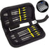 Wood Rasp File Kit - 12 Assorted Small Metal Needle Files Set with Brush and Hand Strap Carrying Case