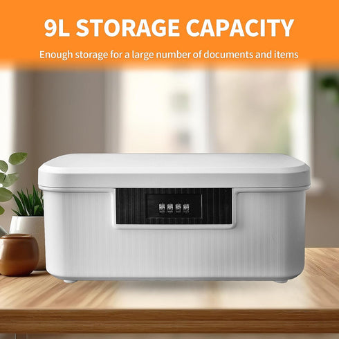 Lockable Storage Container Bin, 2.3 Gallon Heavy Duty Plastic Organizer Box with Combination Lock, White