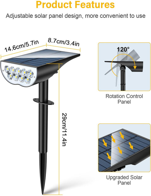 3 2 Pack BAXIA TECHNOLOGY Solar Spotlights Outdoor Waterproof, Lighting Modes Spot Lights, Dusk to Dawn Solar Powered