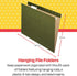 School Smart Hanging File Folders, Legal Size, 1/3 Cut Tabs, Pack of 25, Green