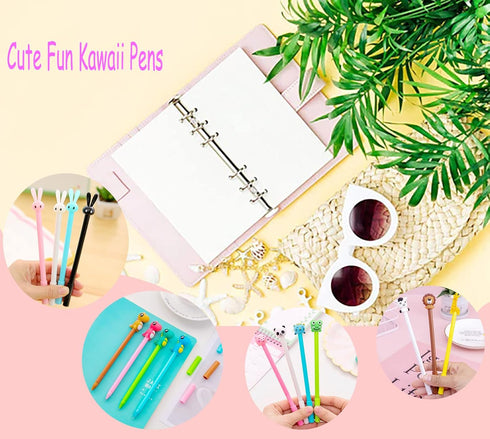 YYaaloa 70pcs Cute Novelty Gel Ink Pens - Cartoon Animal 0.5 mm Black Ink Pens for Kids Office School Supplies