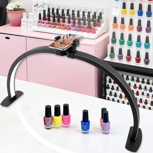Ayshone Half Moon Light for Nail Desk,29In Half Moon Lamp with Phone Holder,3000-6000K