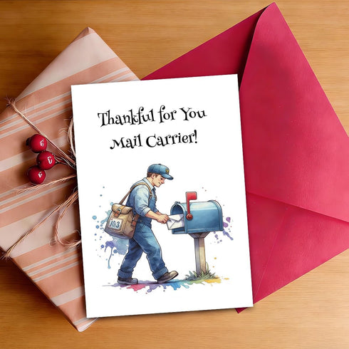 Bestmelo Mail Carrier Thank You Card, Postal Worker Appreciation Card, Thank You Gift with Red Envelope and Gold Seal