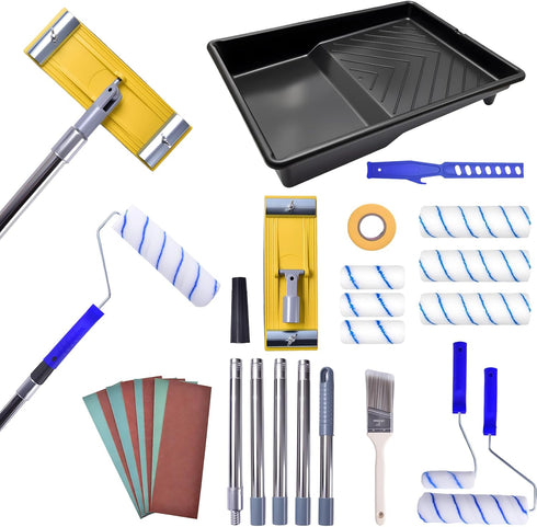 HOAIXUN 48-inch Manual Hand Drywall Sander with Extension Pole (pole sander+paint roller kit)