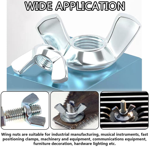 Aienxn 40PCS 5 5/32", 3/16", 1/4", 5/16", 3/8", SAE Wing Nuts Assortment Kit, Sizes- Zinc Plated Wingnuts Fasteners