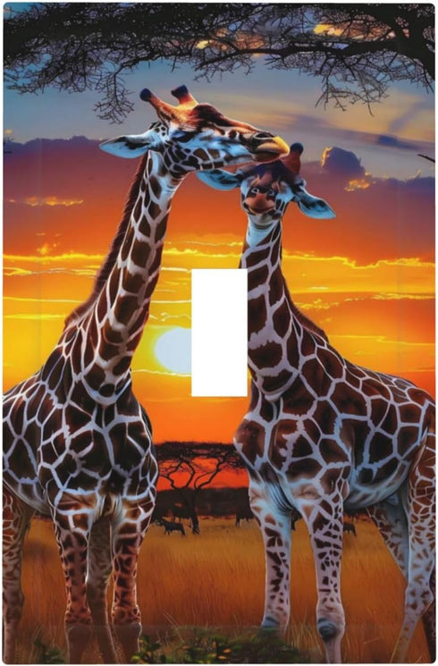 Ntyfur Giraffe Sunset Savanna Wall Plate 1 Gang Toggle Light Switch Cover Single