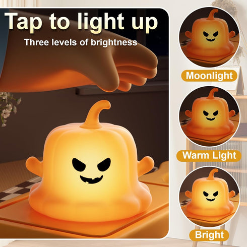 3 Dealswin Christmas Stocking Stuffers Girls Cute Birthday Gift Pumpkin Silicone Night Light for Kids, LED Nursery Lamp