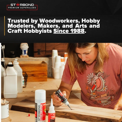 Starbond 4 oz. Medium CA Glue - Premium Cyanoacrylate Super Glue with Extra Cap and Microtips for Quick Fixes