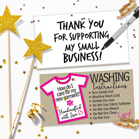 Business Cards - Washing Instructions - 3.5" x 2" Standard - Set of 50 Blank Minimalist Stationery Cards
