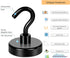 Neosmuk Black Magnetic Hooks, Strong Neodymium Hooks for Fridge, Extra Strength Industrial Hooks, Matte Black, 4 Pack