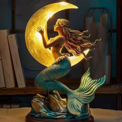 Generic Mermaid Night Light - Resin Touch Control Decoration, Bedroom Decorative Lamp, Nursery Home Bedside Accessory
