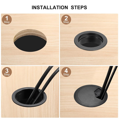 uxcell 4Pcs Cable Hole Cover, 2 Inch/50 mm ABS Desk Cable Wire Cord Grommet Hole Cover for Office PC Desk Cable Cord