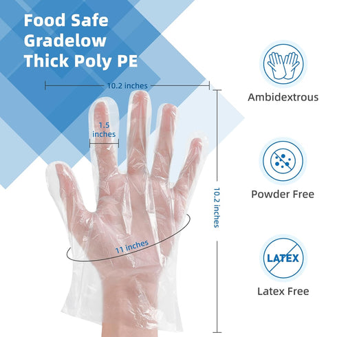 Brandon-super Food Prep Gloves, Plastic Food Safe Gloves, One Size Fits Most, 500ct Clear (Pack of 1)